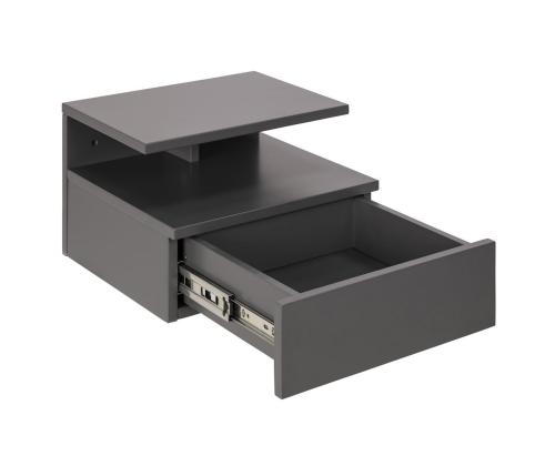 Öökapp ASHLAN 35x32xH22,5cm, riiuliga ja sahtliga, seinakinnitusega, materjal: puit, värvus:helehall, viimistlus: lakitu