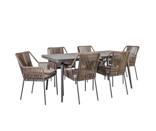 Aiamööblikomplekt ANDROS laud ja 6 tooli