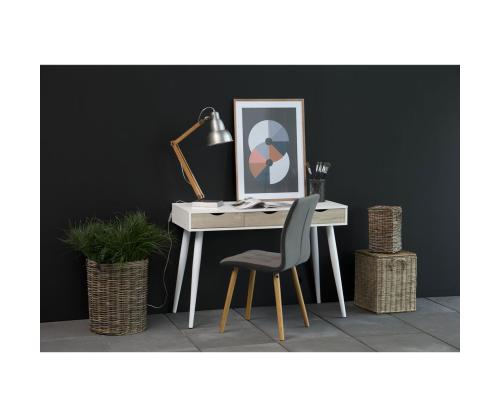 Kirjutuslaud NEPTUN 110x50xH77cm, valge/tamm, melamiinplaat, metall