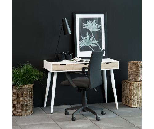 Kirjutuslaud NEPTUN 110x50xH77cm, valge/tamm, melamiinplaat, metall