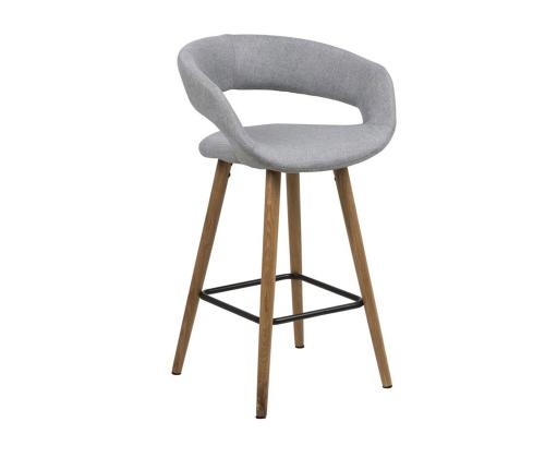 Baaritool madal GRACE 55x46,5xH98cm, iste ja seljatugi: kangas, värvus: helehall, jalad: tamm, viimistlus: õlitatud