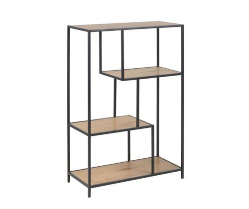 Riiul SEAFORD 77x35xH114cm, metsik tamm, mööbliplaat, metall