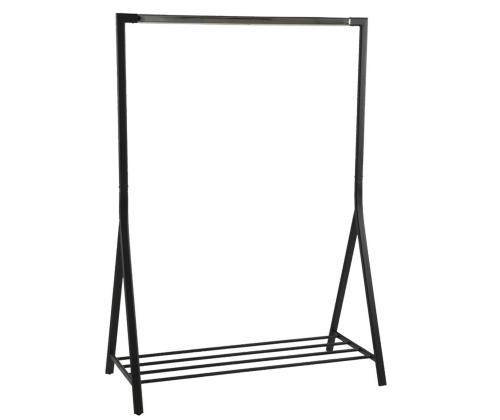Riiete stange BRENT 117x59xH165cm, jalatsiriiuliga, metall, must/kroom