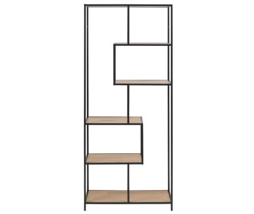 Riiul SEAFORD 77x35xH185cm, metsik tamm/must, mööbliplaat, metall