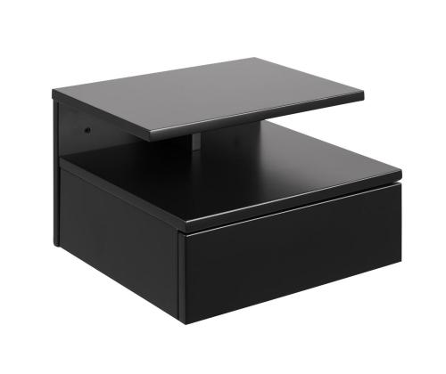 Öökapp ASHLAN 35x32xH22,5cm, riiuli ja sahtliga, seinakinnitusega, materjal: puit, värvus: must, viimistlus: lakitud