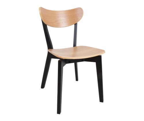 Söögilauakomplekt ROXBY ümar laud D105xH76cm, 4 tooli (AC85660), tamm/must