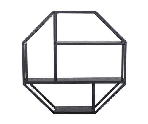 Seinariiul SEAFORD 77x22xH77cm, octagon, 3-riiuliga, must