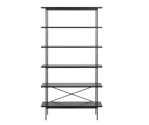 Riiul ANGUS 94x27xH172cm, must, riiulid: must saare melamiin, raam: metall