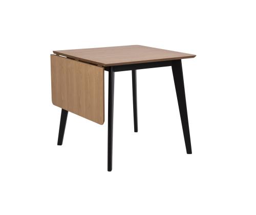 Söögilaud ROXBY, 80/120x80xH76cm, tamm/must, pikendatav, lauaplaat: naturaalse tamme spoon, lakitud, jalad: kummipuu