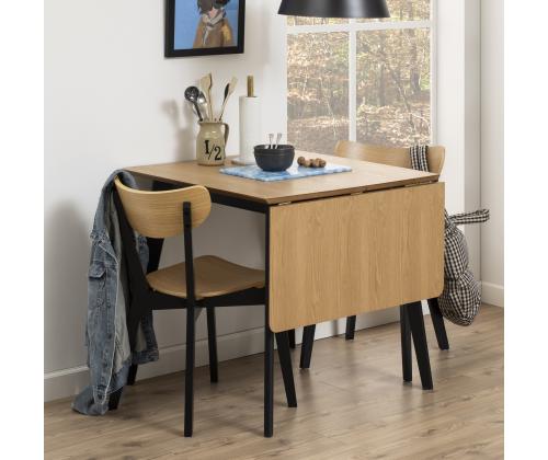 Söögilaud ROXBY, 80/120x80xH76cm, tamm/must, pikendatav, lauaplaat: naturaalse tamme spoon, lakitud, jalad: kummipuu