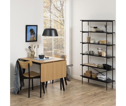 Söögilaud ROXBY, 80/120x80xH76cm, tamm/must, pikendatav, lauaplaat: naturaalse tamme spoon, lakitud, jalad: kummipuu