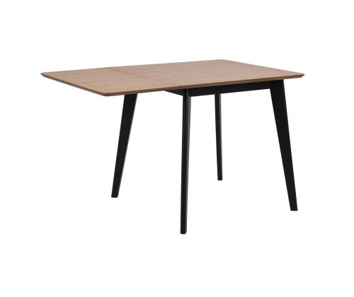 Söögilaud ROXBY, 80/120x80xH76cm, tamm/must, pikendatav, lauaplaat: naturaalse tamme spoon, lakitud, jalad: kummipuu