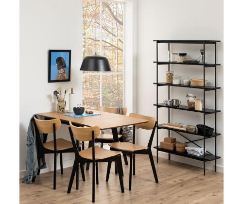 Söögilaud ROXBY, 80/120x80xH76cm, tamm/must, pikendatav, lauaplaat: naturaalse tamme spoon, lakitud, jalad: kummipuu