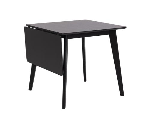 Söögilaud ROXBY, 80/120x80xH76cm, must, pikendatav, lauaplaat: naturaalse tamme spoon, peitsitud, jalad: kummipuu