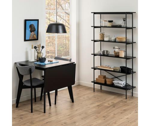 Söögilaud ROXBY, 80/120x80xH76cm, must, pikendatav, lauaplaat: naturaalse tamme spoon, peitsitud, jalad: kummipuu