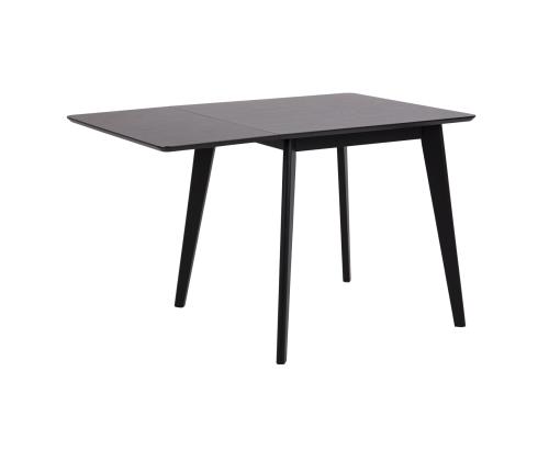 Söögilaud ROXBY, 80/120x80xH76cm, must, pikendatav, lauaplaat: naturaalse tamme spoon, peitsitud, jalad: kummipuu