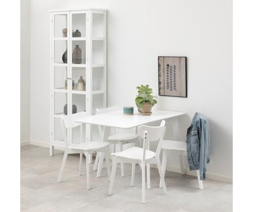 Söögilaud ROXBY, 80/120x80xH76cm, valge, pikendatav, lauaplaat: valgeks värvitud MDF, jalad: kummipuu