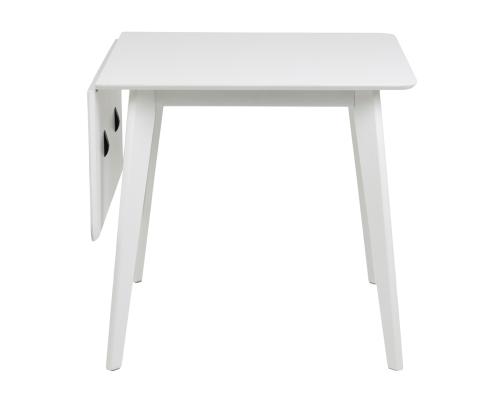 Söögilaud ROXBY, 80/120x80xH76cm, valge, pikendatav, lauaplaat: valgeks värvitud MDF, jalad: kummipuu