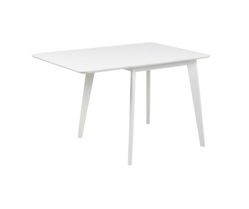 Söögilaud ROXBY, 80/120x80xH76cm, valge, pikendatav, lauaplaat: valgeks värvitud MDF, jalad: kummipuu