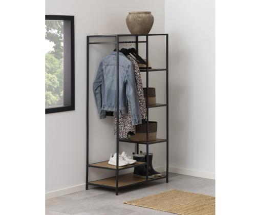 Esikunagi SEAFORD 77x45xH165cm, 5 riiuliga, metsik tamm, MDF/melamiin, metall