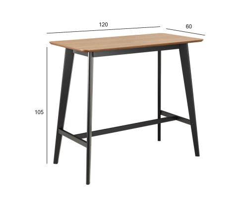 Baarilaud ROXBY 120x60xH105cm, naturaalne/must