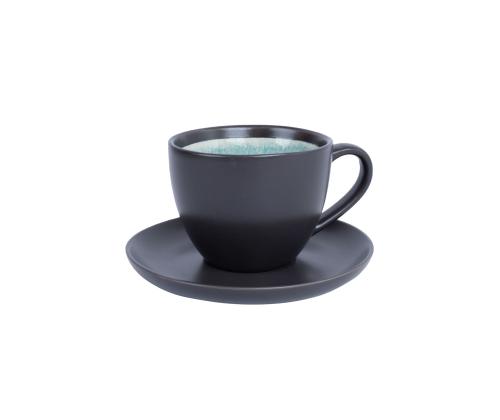 Tass/alustaldrik RITA 300ml, must/türkiis