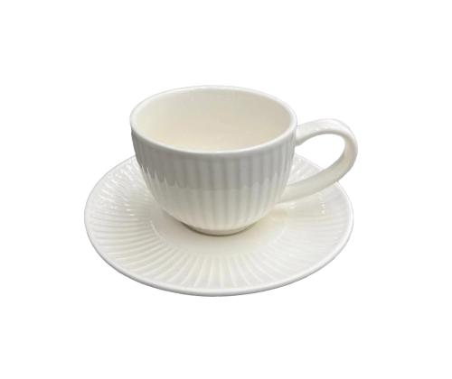 Tass/alustaldrik ARDEN 220ml, valge keraamika