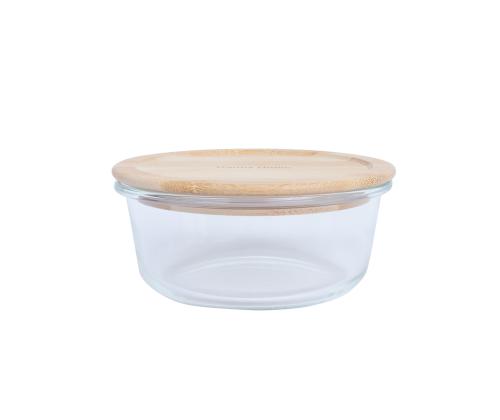 Kauss BOXY D15xH6cm 620ml, klaas, bambusest kaanega