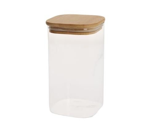 Klaaspurk JAR 10x10xH17,5cm 1400ml  bambusest kaanega