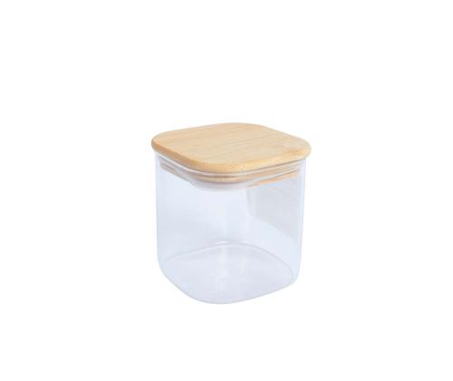 Purk JAR 10x10xH10cm 800ml bambusest kaanega, klaas