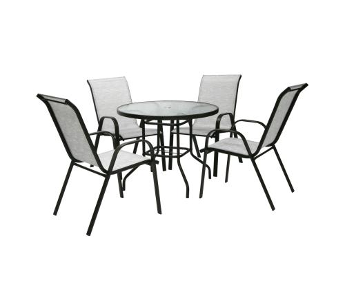 Aiamööblikomplekt DUBLIN laud ja 4 tooli, hõbehall