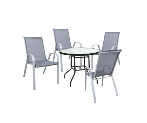 Aiamööblikomplekt DUBLIN laud ja 4 tooli, hall