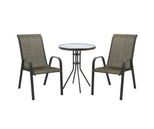 Aiamööblikomplekt DUBLIN laud ja 2 tooli, kuldpruun