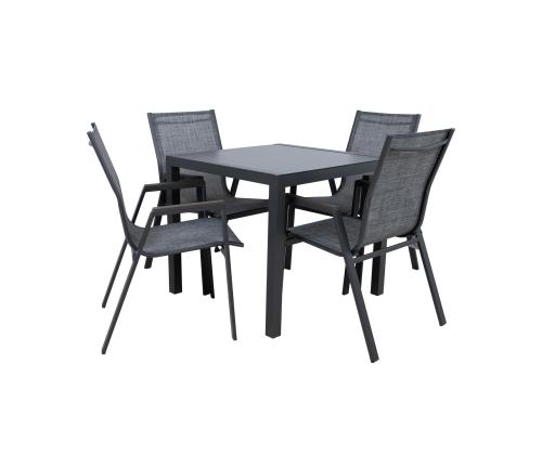 Aiamööblikomplekt DELGADO laud ja 4 tooli, hall