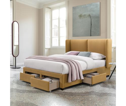 Voodi SUGI madratsiga HARMONY TOP 160x200cm, kollane