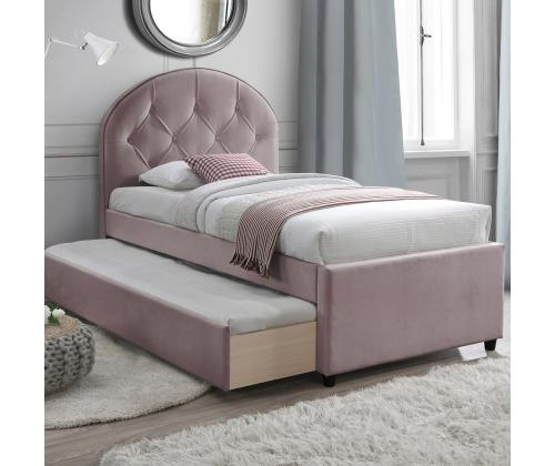 Voodi LARA 90x200cm, kahe madratsiga HARMONY UNO, lillakasroosa