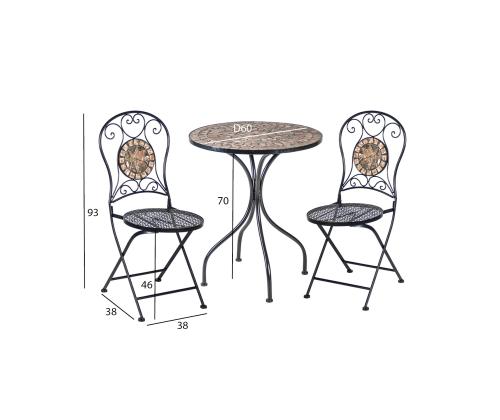 Rõdukomplekt MOSAIC laud ja 2 tooli