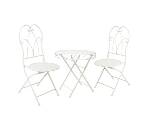 Rõdukomplekt SANDY laud ja 2 tooli, antiikvalge
