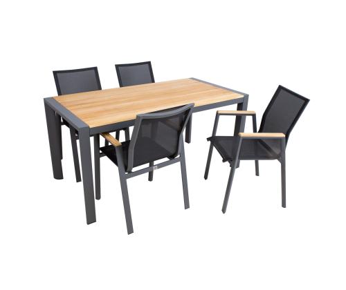 Aiamööblikomplekt TAMPERE laud 160x80xH75cm, 4 tooli 56x63xH90cm, tiik, alumiinium