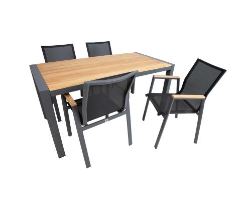 Aiamööblikomplekt TAMPERE laud 160x80xH75cm, 4 tooli 56x63xH90cm, tiik, alumiinium