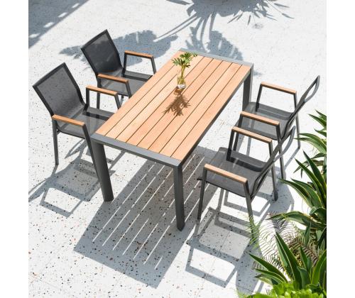 Aiamööblikomplekt TAMPERE laud 160x80xH75cm, 4 tooli 56x63xH90cm, tiik, alumiinium