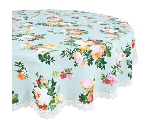 Laudlina SUMMER FLOWER pitsiga, D170cm, lilleline, 20% polüester, 80% puuvill, kangas 429