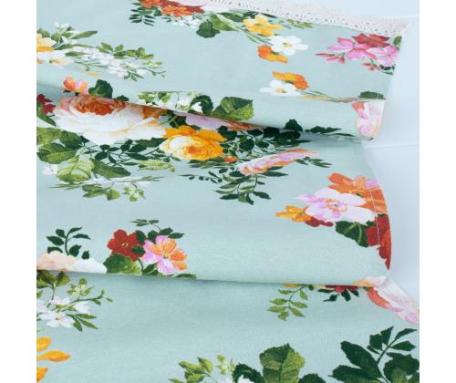 Laudlina SUMMER FLOWER pitsiga, D170cm, lilleline, 20% polüester, 80% puuvill, kangas 429