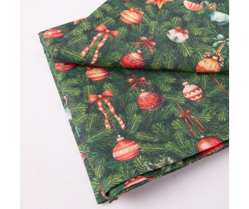 Laudlina CHRISTMAS NEW 136x220cm, jõuluehted kuusel, 50% polüester, 50% puuvill, kangas 573