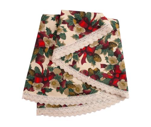 Laudlina WINTER FLOWERS pitsiga, D170cm, lindid, 50% polüester, 50% puuvill, kangas 475