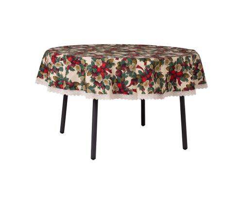 Laudlina WINTER FLOWERS pitsiga, D170cm, lindid, 50% polüester, 50% puuvill, kangas 475