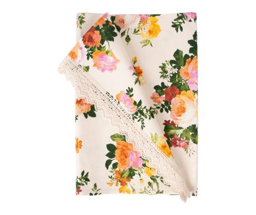 Linik HOLLY pitsiga, 45x116cm, heledad roosid, 20% polüester, 80% puuvill, kangas 495