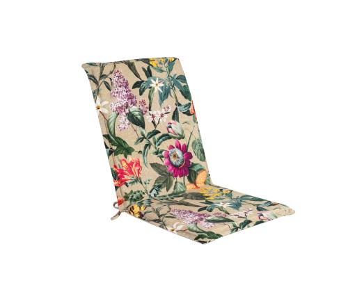 Toolikate seljatoega AMAZONIA 42x90x3cm, "Java" tüüpi toolile volangiga, lilled bee˛il põhjal, 50%polüester/ 50%puuvi