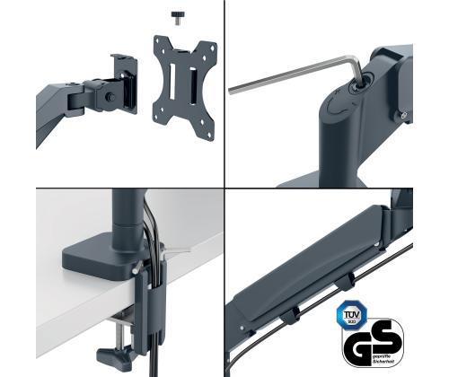 Monitori lauakinnitus LEITZ Ergo SpaceSaving Dual kuni 32 9kg tumehall