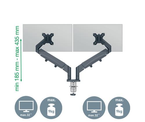 Monitori lauakinnitus LEITZ Ergo SpaceSaving Single kuni 32 9kg tumehall